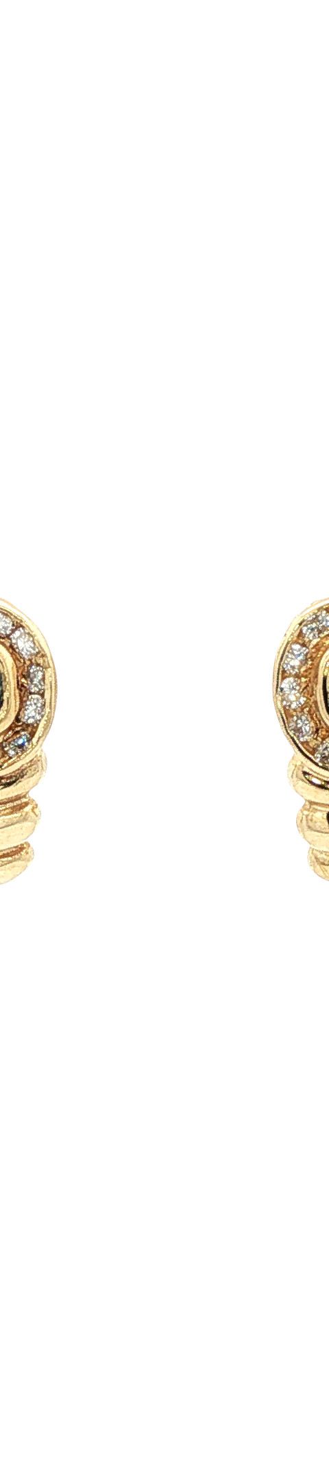 Vintage 14K Gold Stud Earrings with Sapphire and Diamond